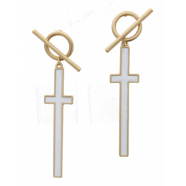 JANE MARIE GOLD TOGGLE WHITE CROSS