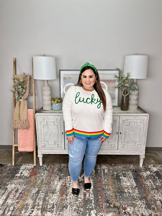 Queen Of Sparkles Lucky Glitter Script Sweater