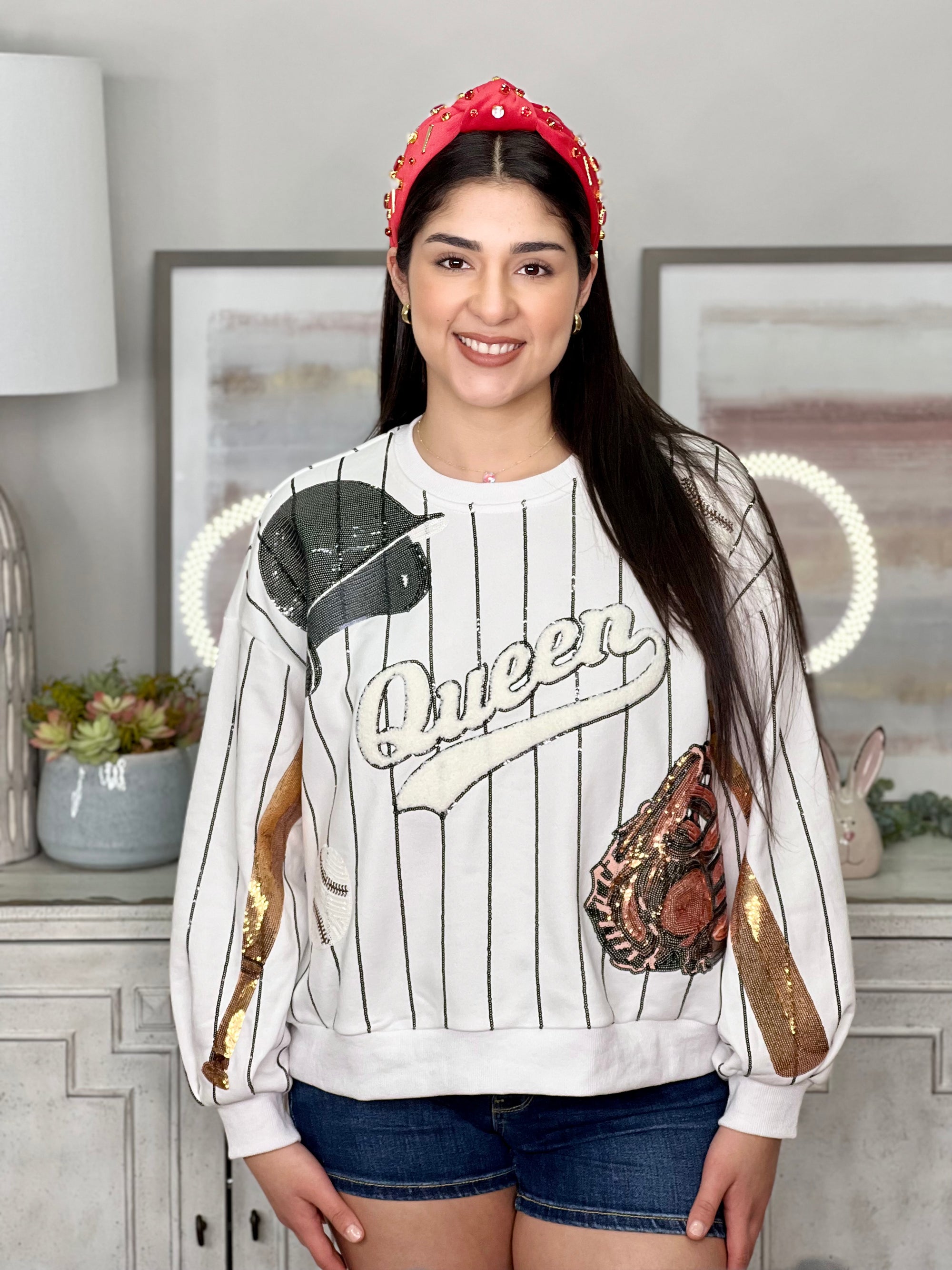 BATTER UP QUEEN OF SPARKLES SWEATSHIRT