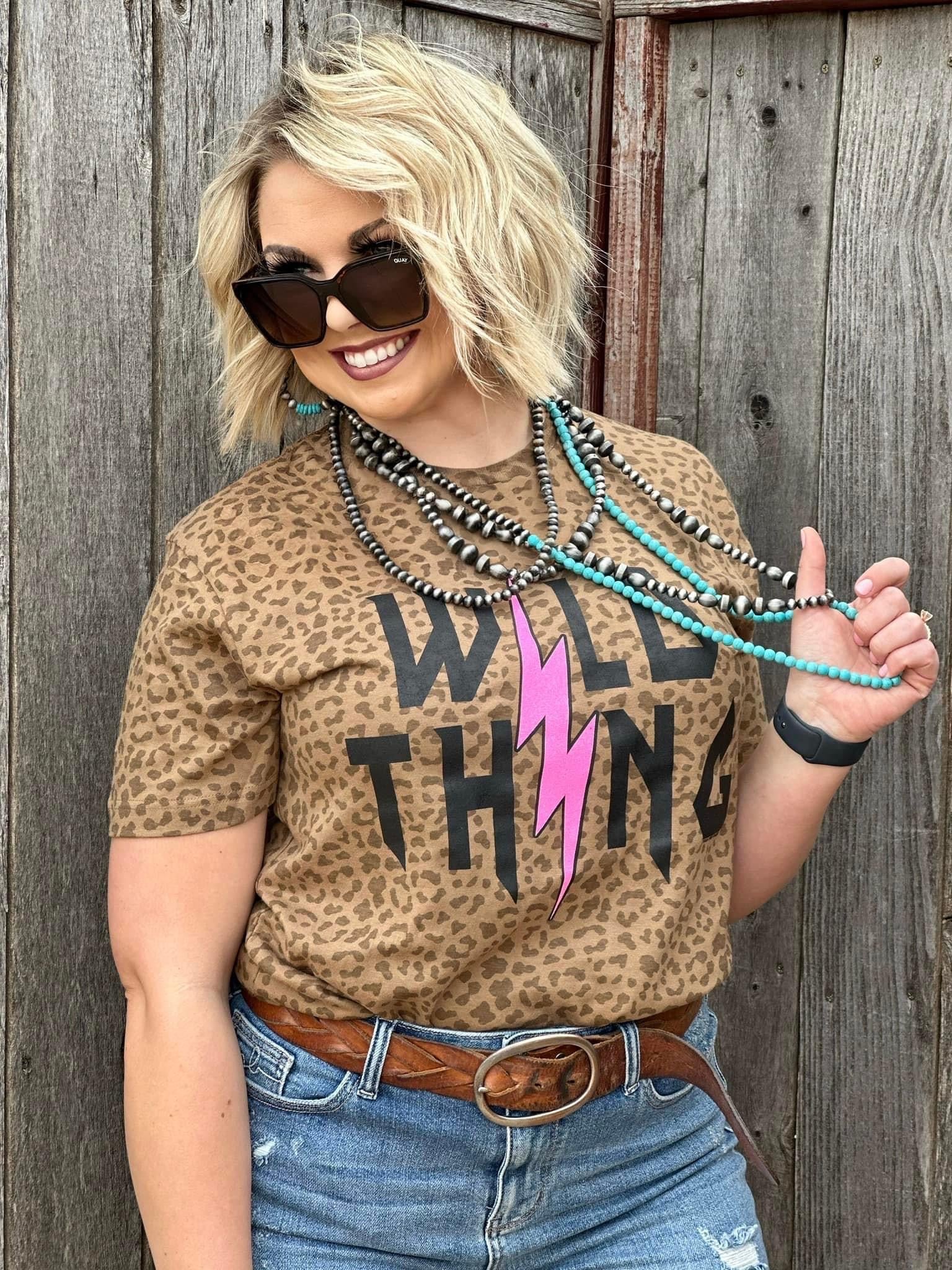 WILD THING WITH NEON PINK GLITTER TEE