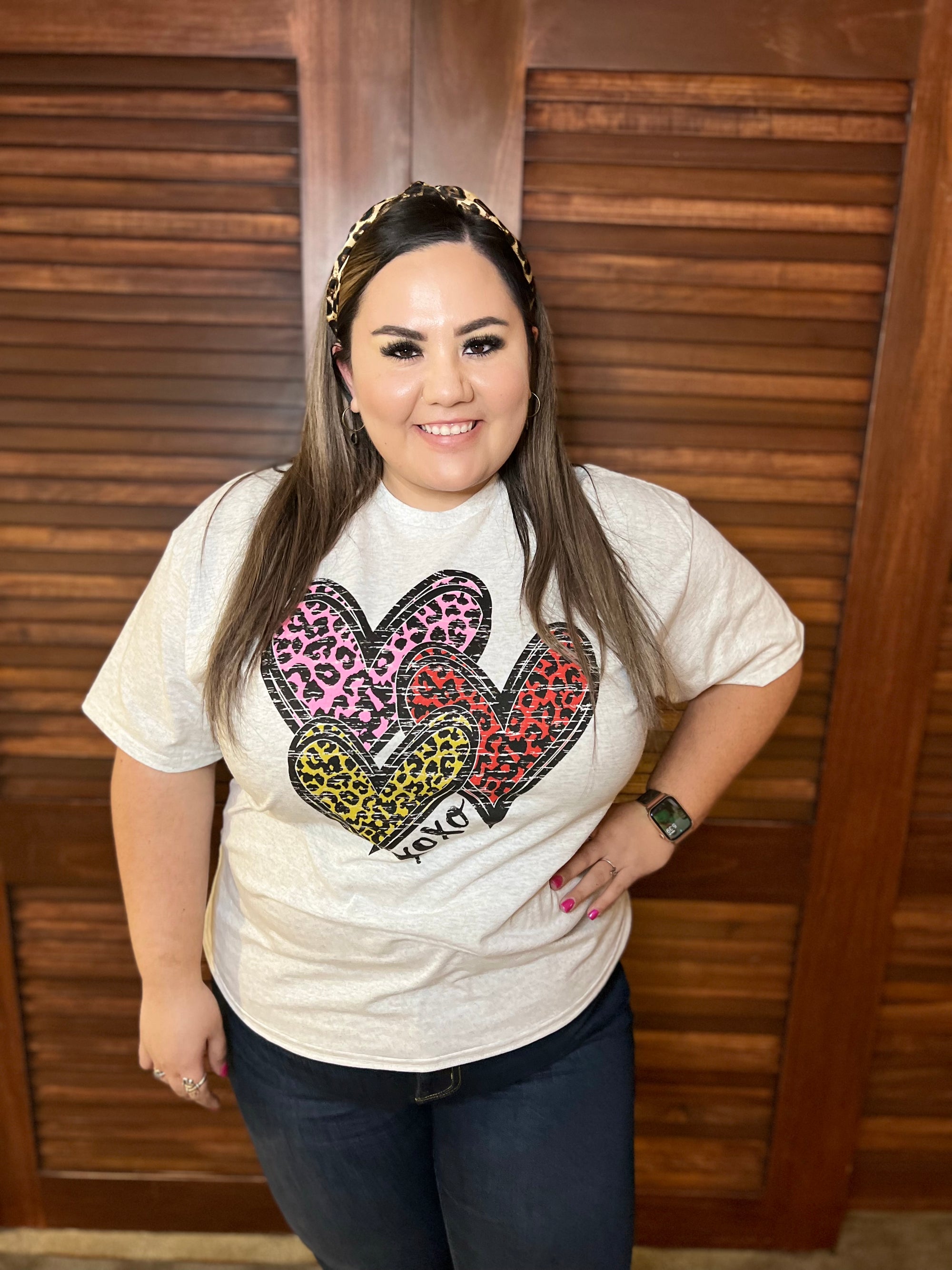 TRIPLE LEOPARD HEART TEE