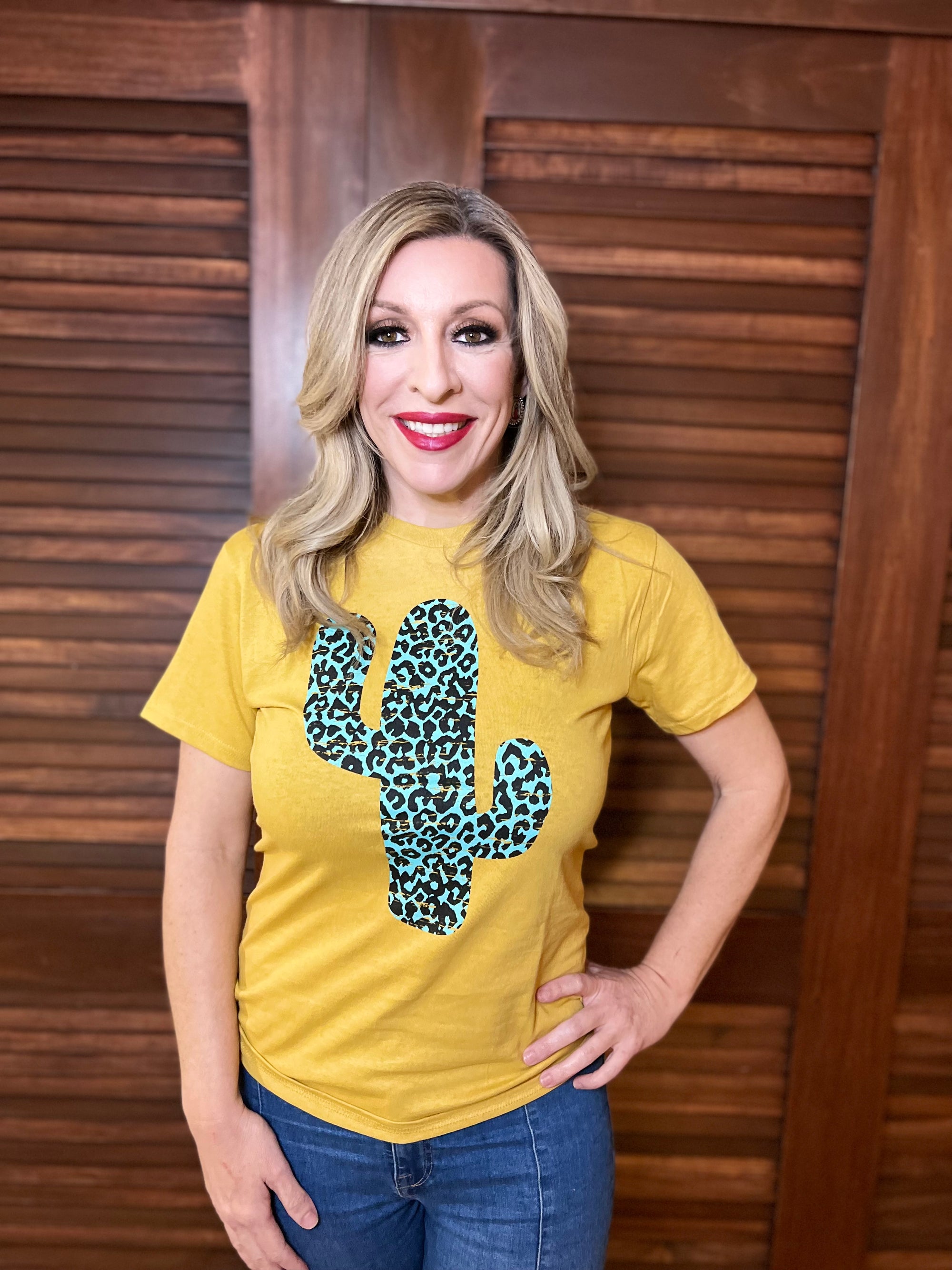 TURQUOISE LEOPARD CACTUS TEE