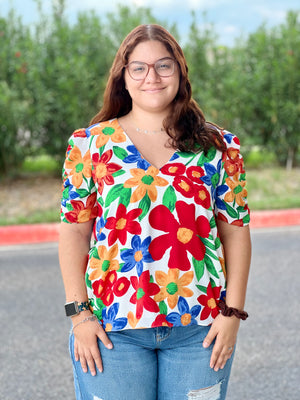 FLORAL RUCHED TOP