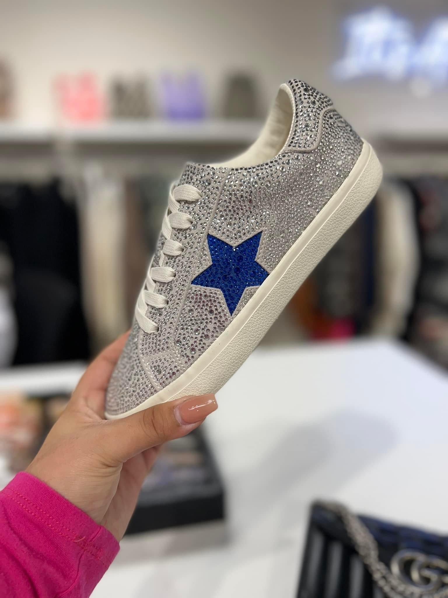 SILVER RHINESTONE BLUE STAR SNEAKER