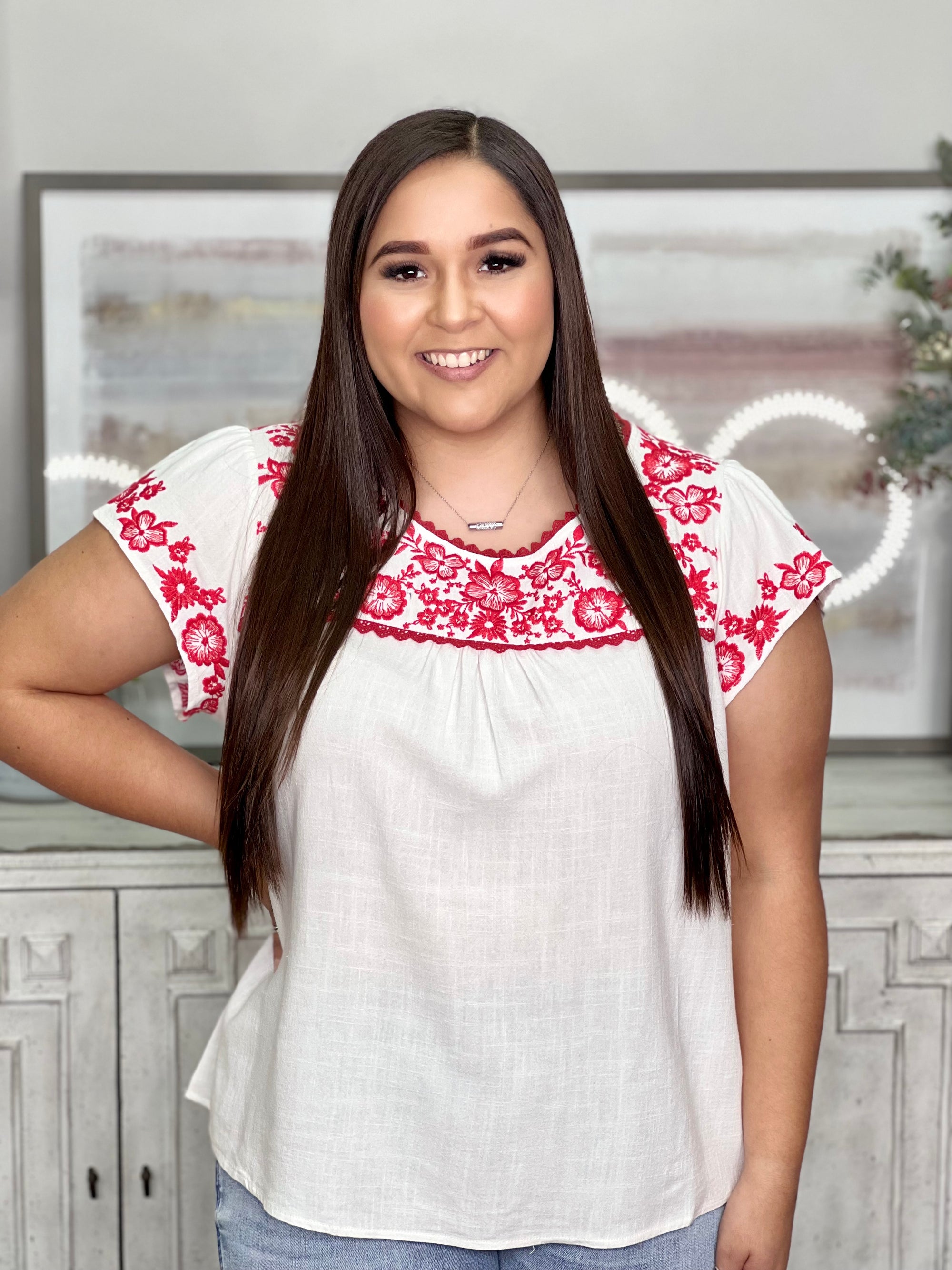 MAMACITA EMBROIDERED TOP