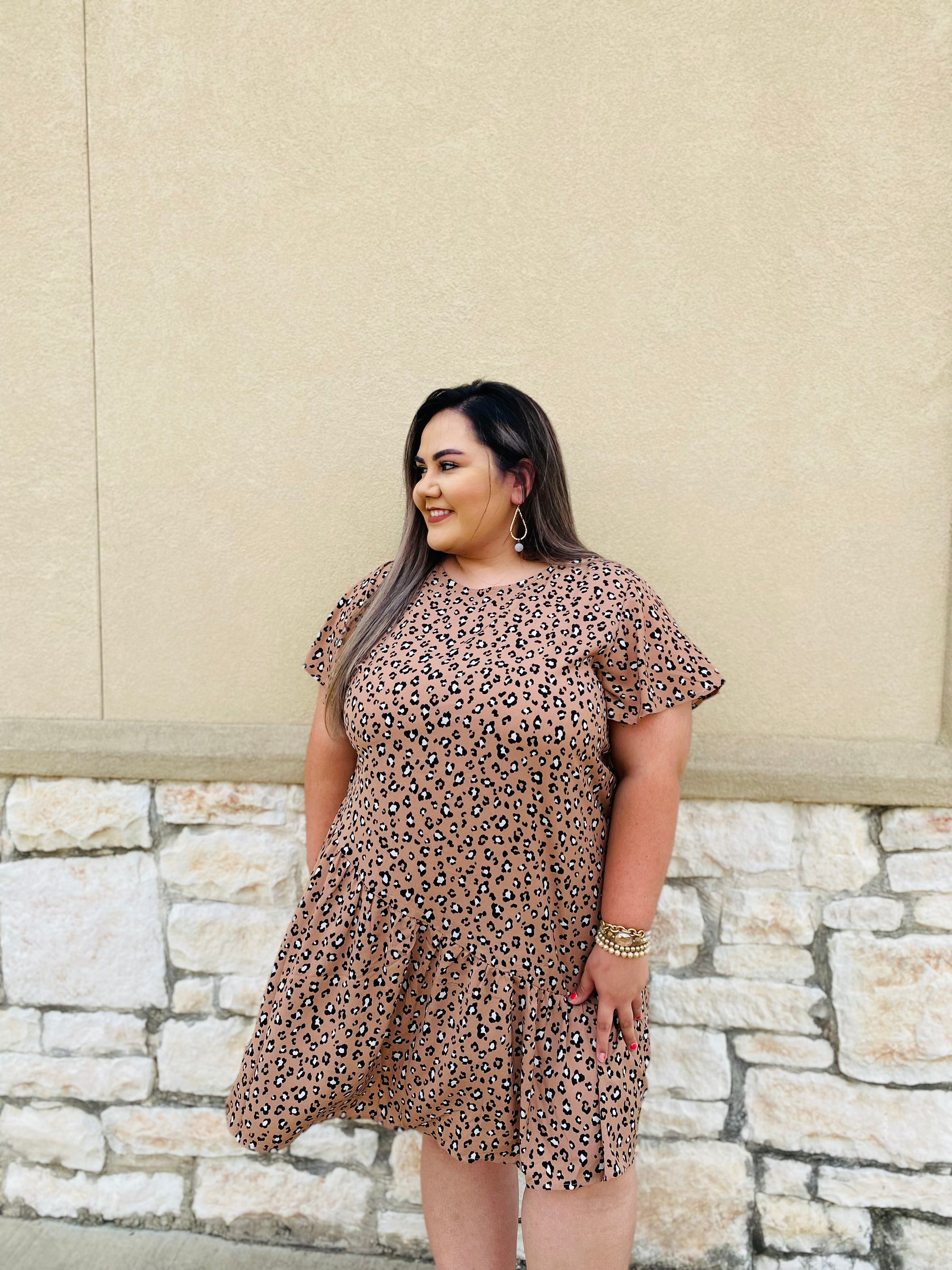 ROSE LATTE LEOPARD DRESS