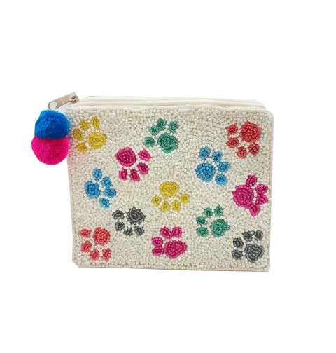 MULTI PAW BEADED POUCH