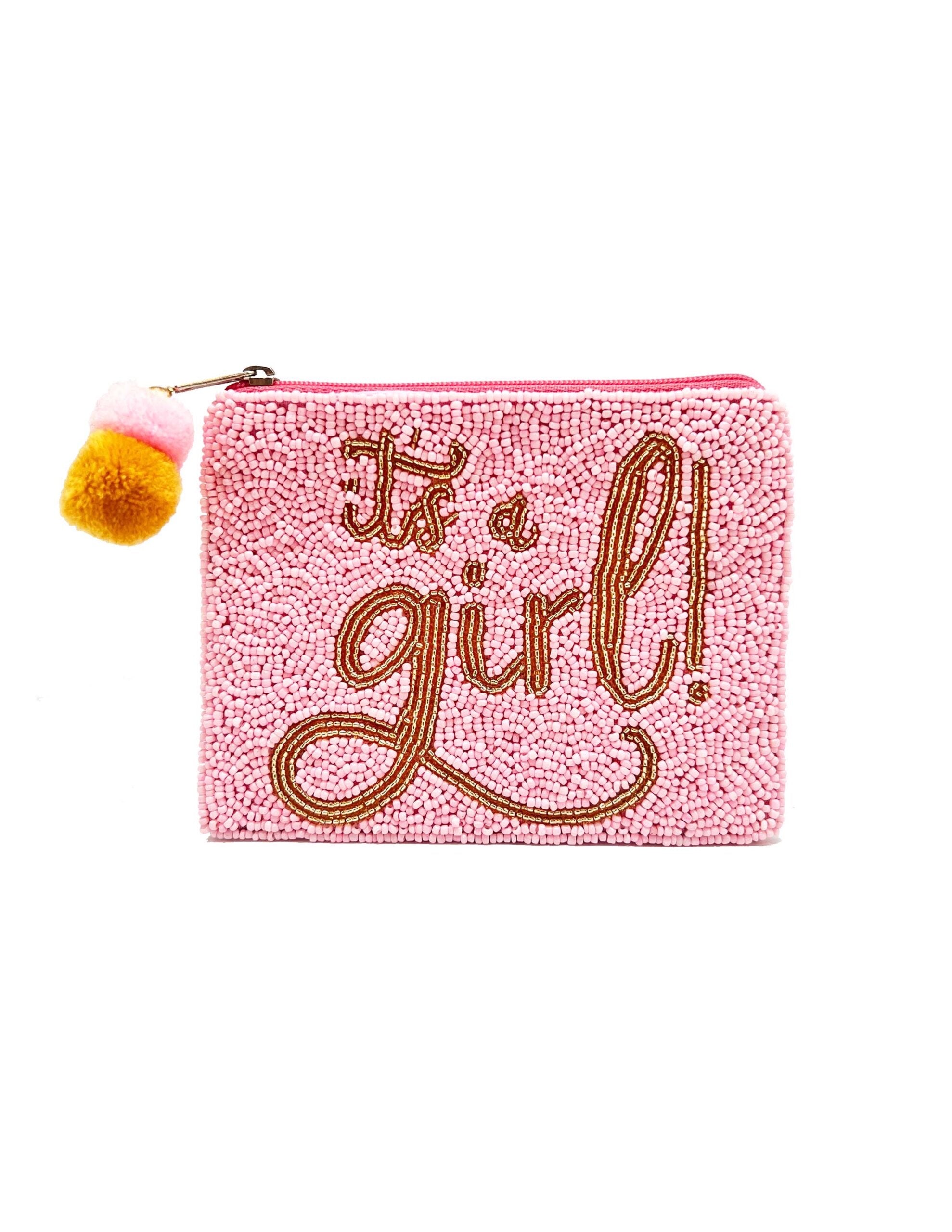 ITS A GIRL BEADED POUCH