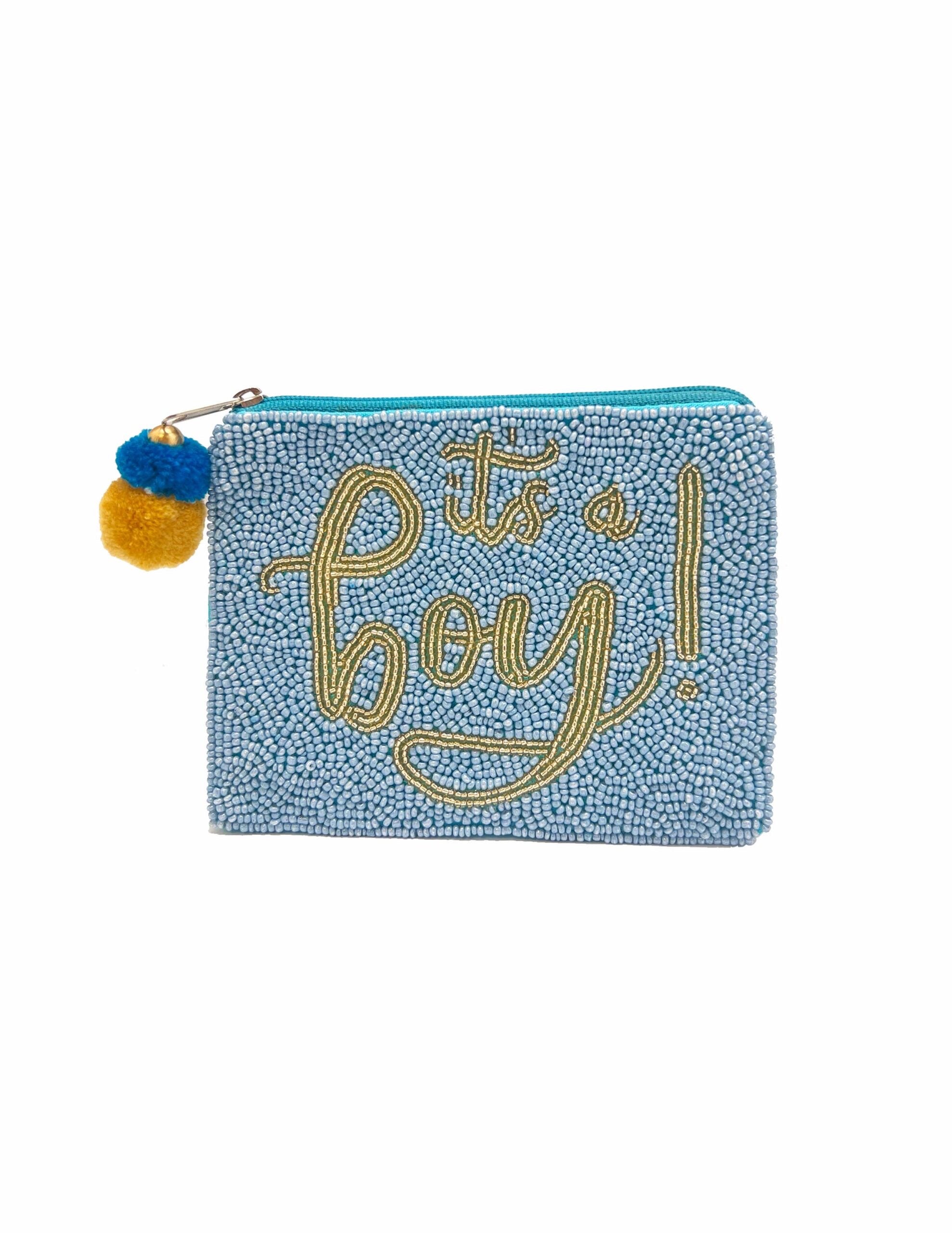 ITS A BOY BEADED POUCH