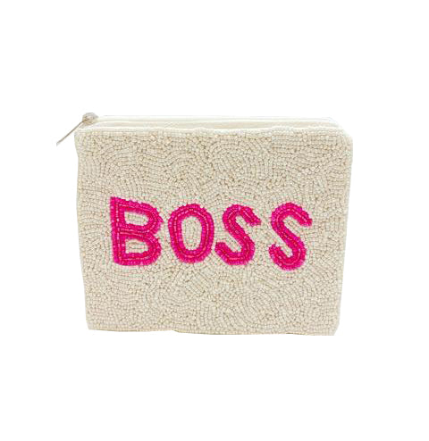 PINK BOSS BEADED POUCH