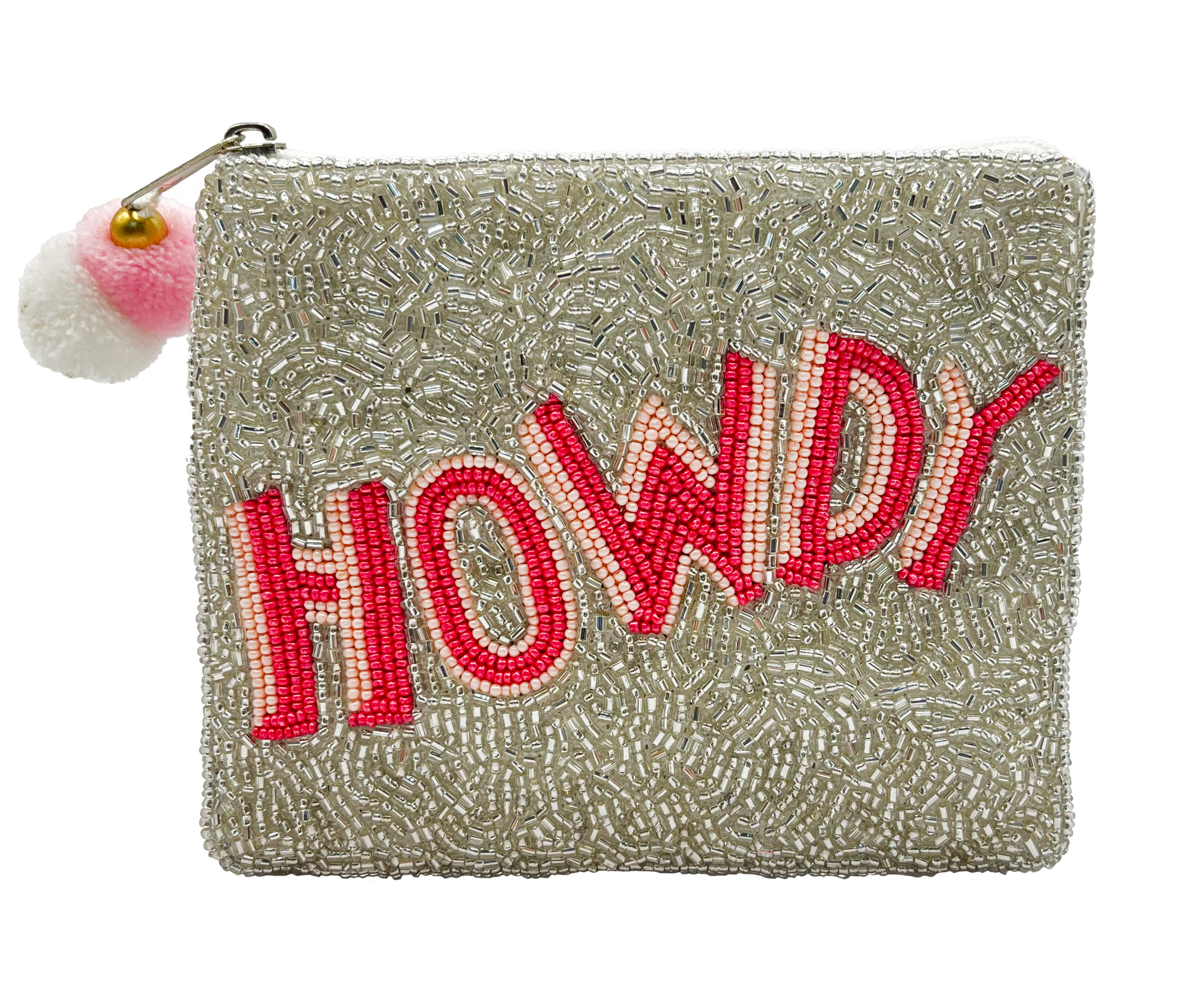 SILVER HOWDY BEADED POUCH