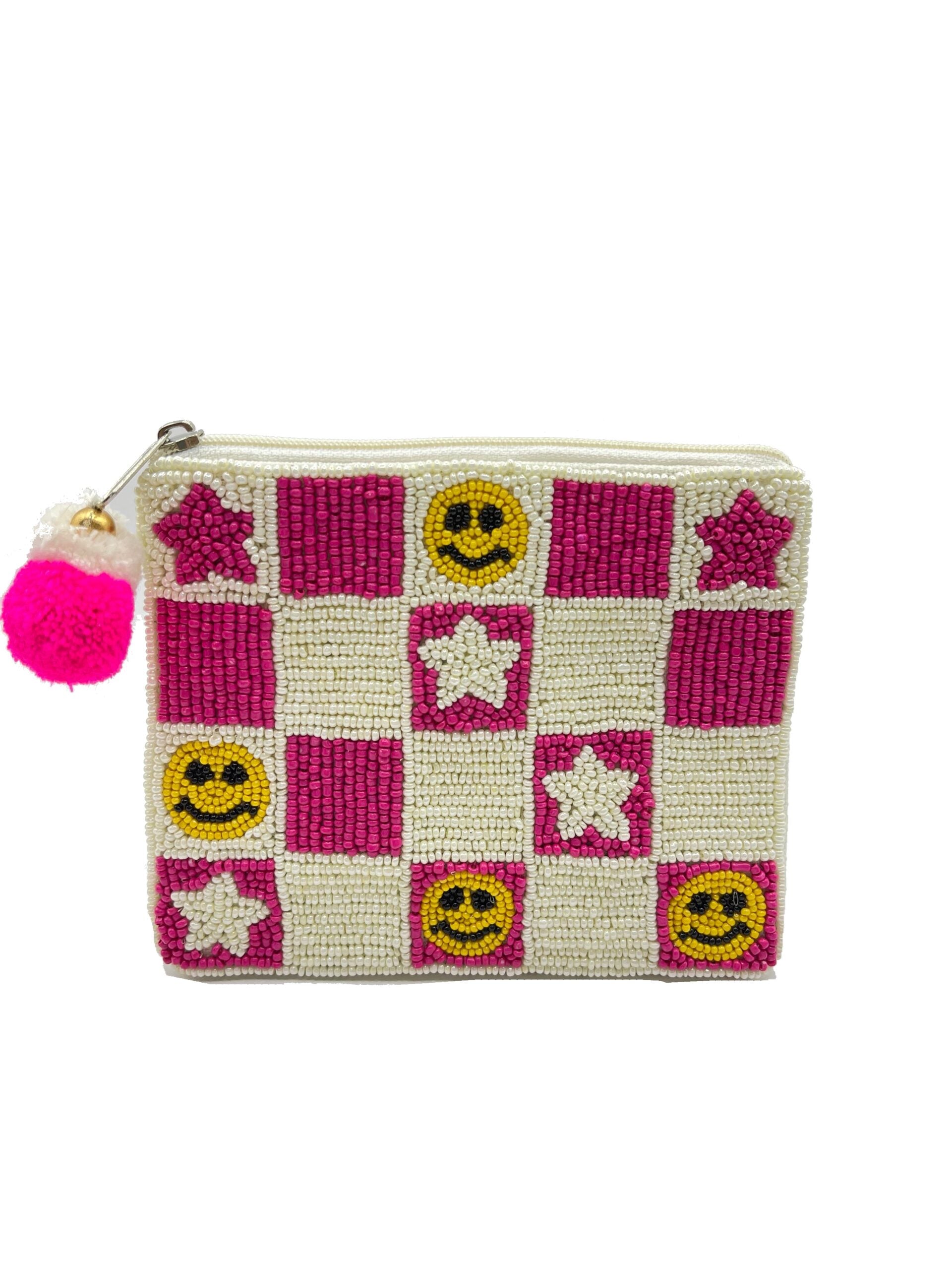 PINK SMILEY & STARS POUCH