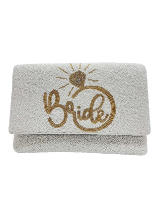 BRIDE WITH RING BEADED CLUTCH