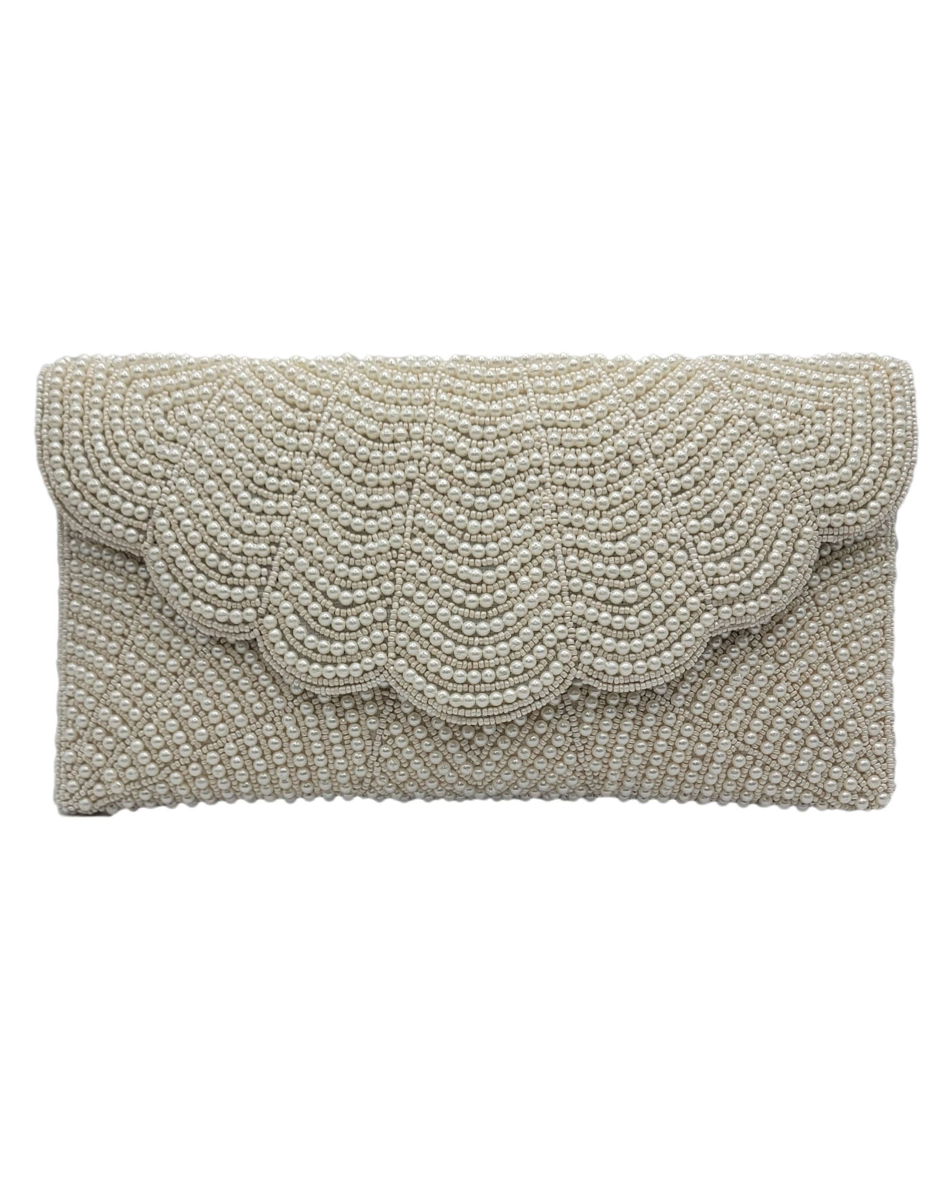 CREAM BEADED CLUTCH