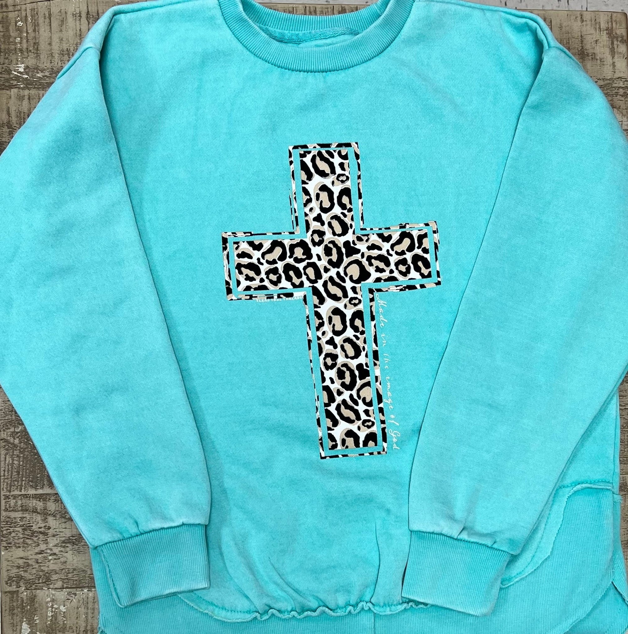 LEOPARD CROSS MINT SWEATSHIRT