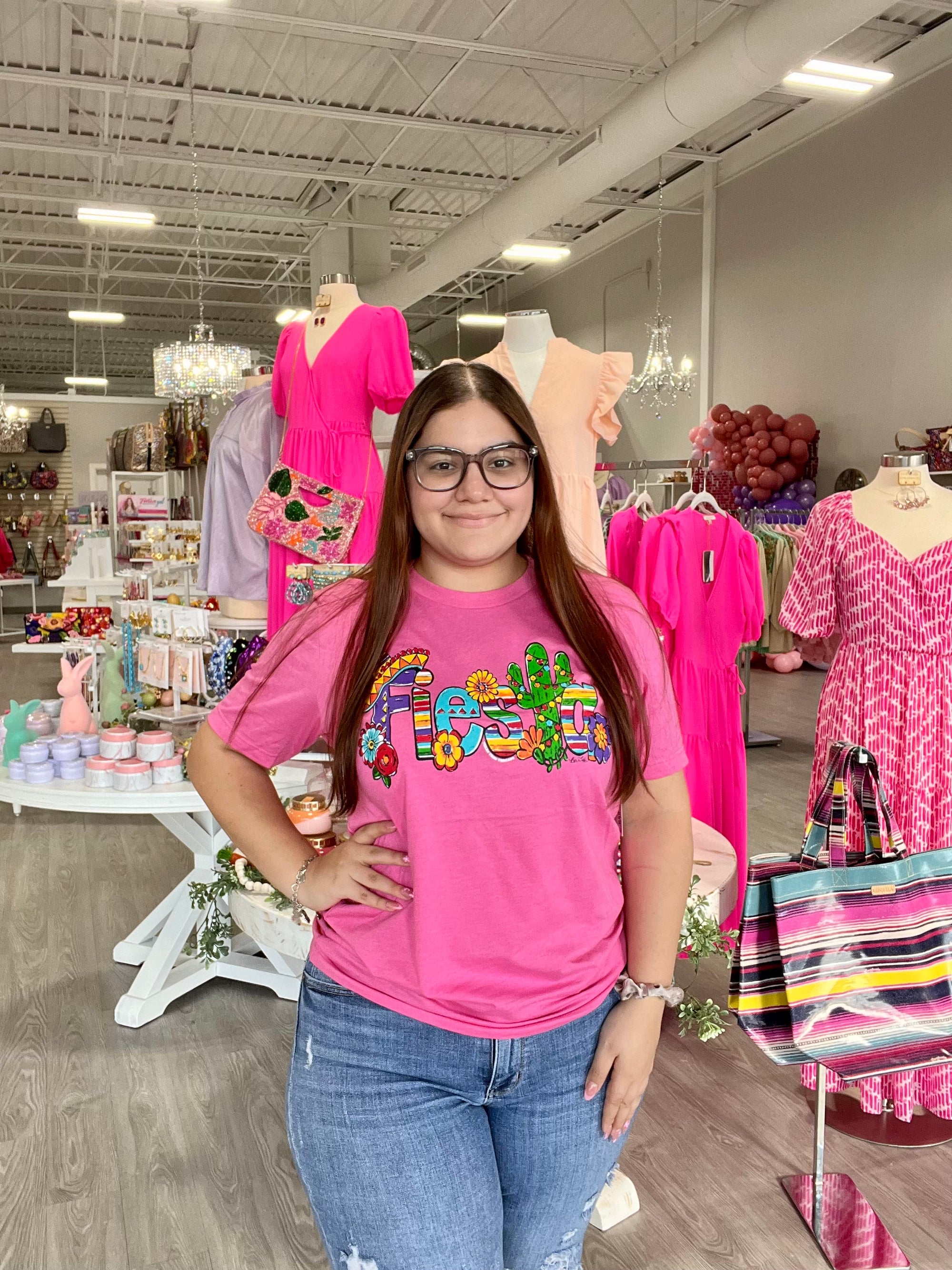 PINK FIESTA COLORFUL SERAPE TEE