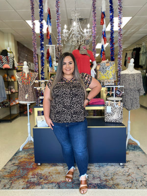 GEORGIA LEOPARD EMBROIDERY BLOUSE