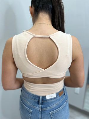 VELVET CREAM CROP TANK