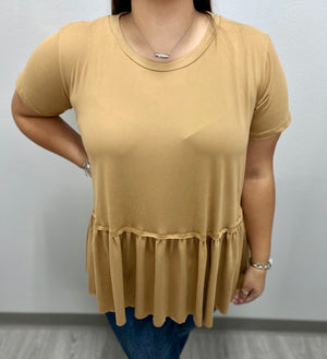 CARAMEL DELIGHTS PEPLUM TOP