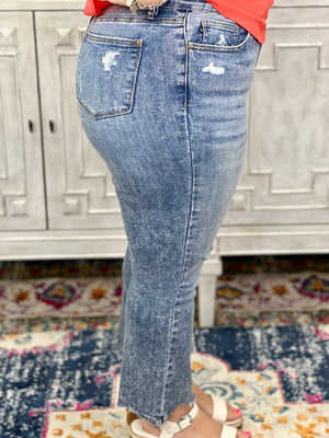 MICHELLE CROPPED HIGH WAISTED JUDY BLUE BOOTCUT JEANS