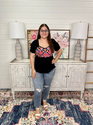 CHELSEA FLORAL BABYDOLL TOP