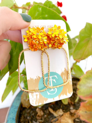 ORANGE FLOWER TOP IRIDESCENT DANGLES TAYLOR SHAYE