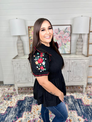 MICHA FLORAL EMBROIDERED TOP