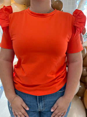 ORANGE RUFFLE TOP