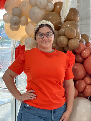 ORANGE RUFFLE TOP