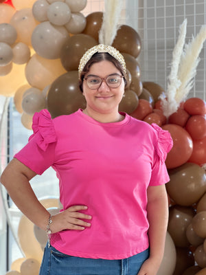 PINK RUFFLE TOP