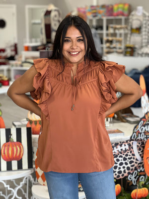 BONNIE RUST RUFFLE TOP