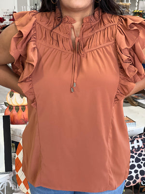 BONNIE RUST RUFFLE TOP