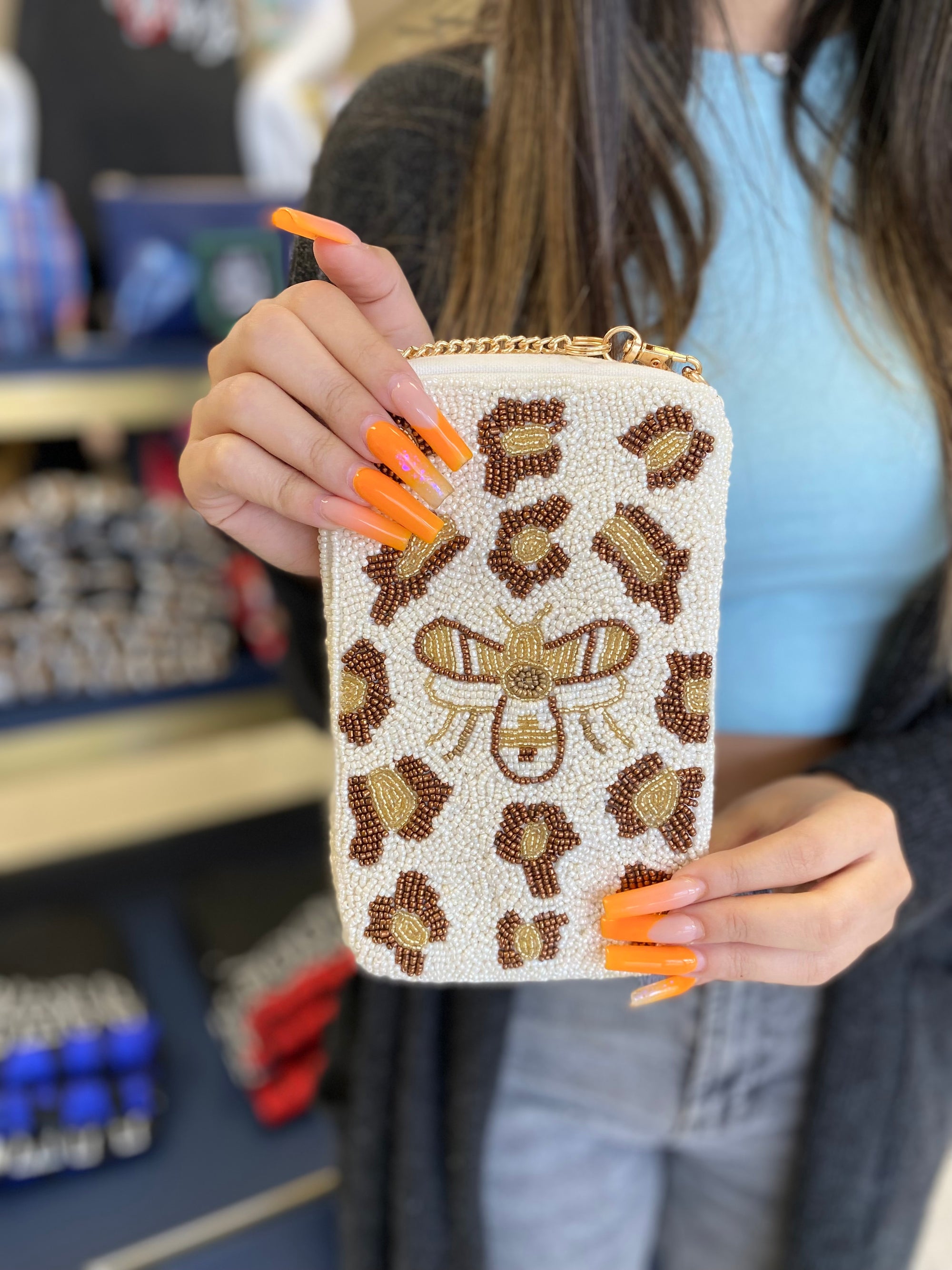 LEOPARD PRINT BEE PHONE BAG