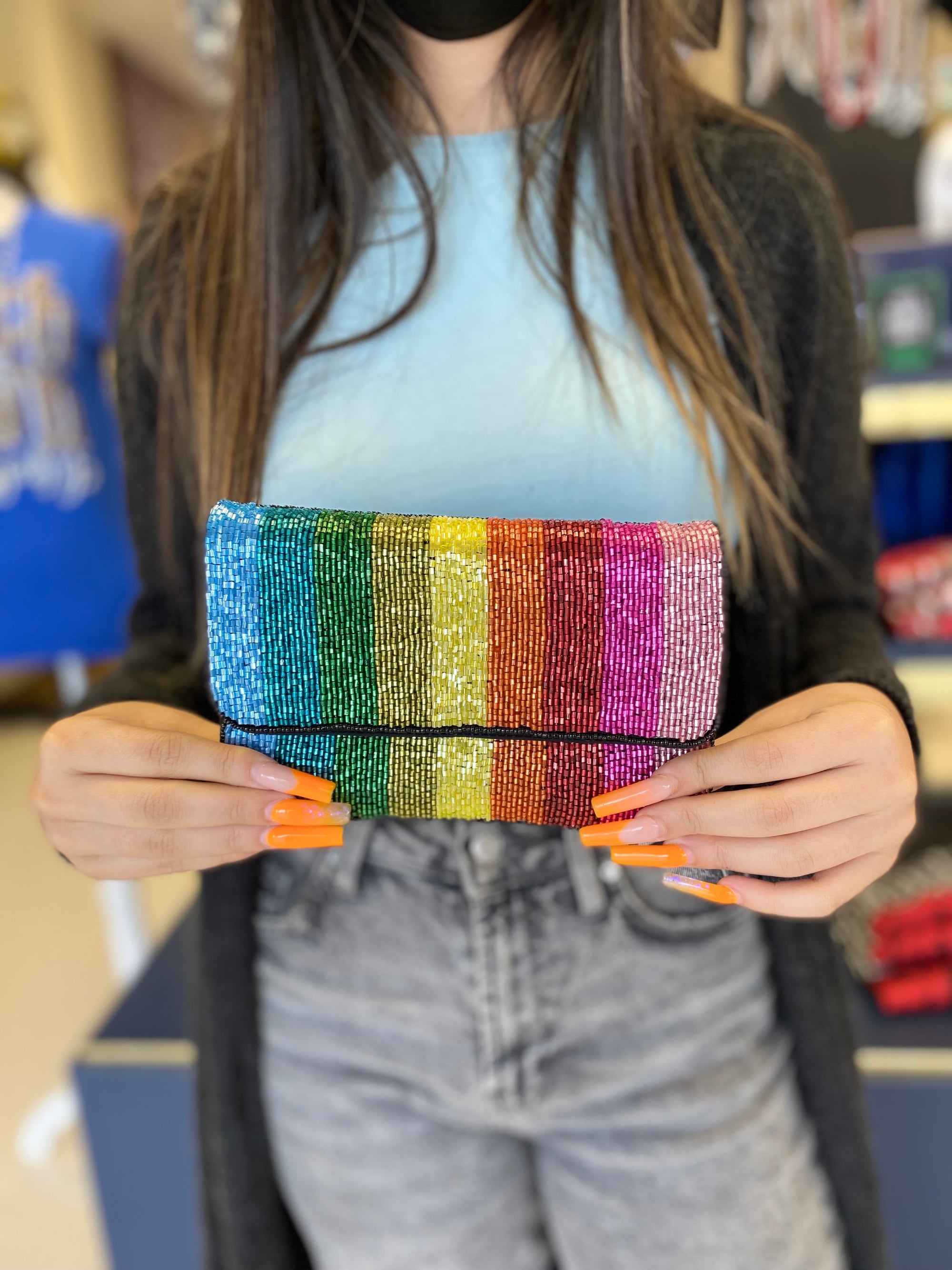 RAINBOW STRIPED MINI CLUTCH