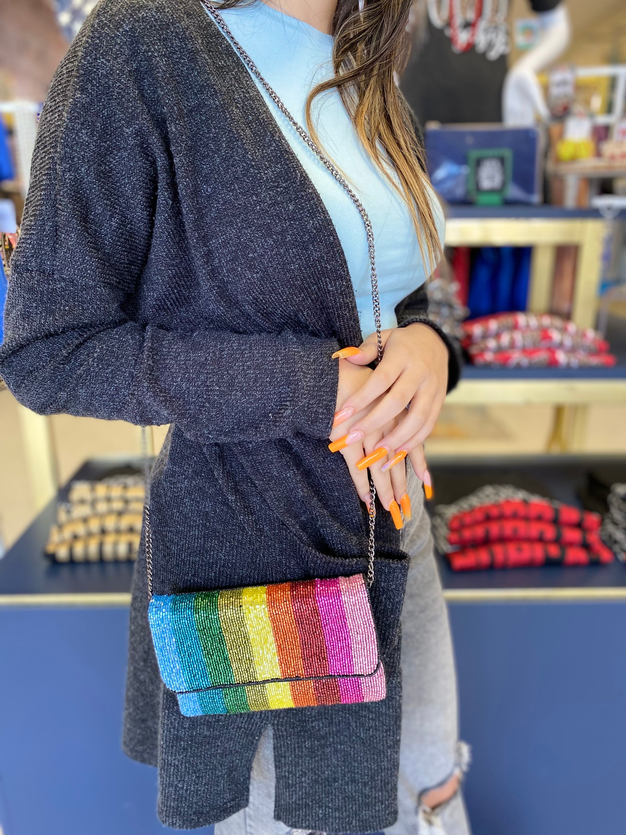 RAINBOW STRIPED MINI CLUTCH