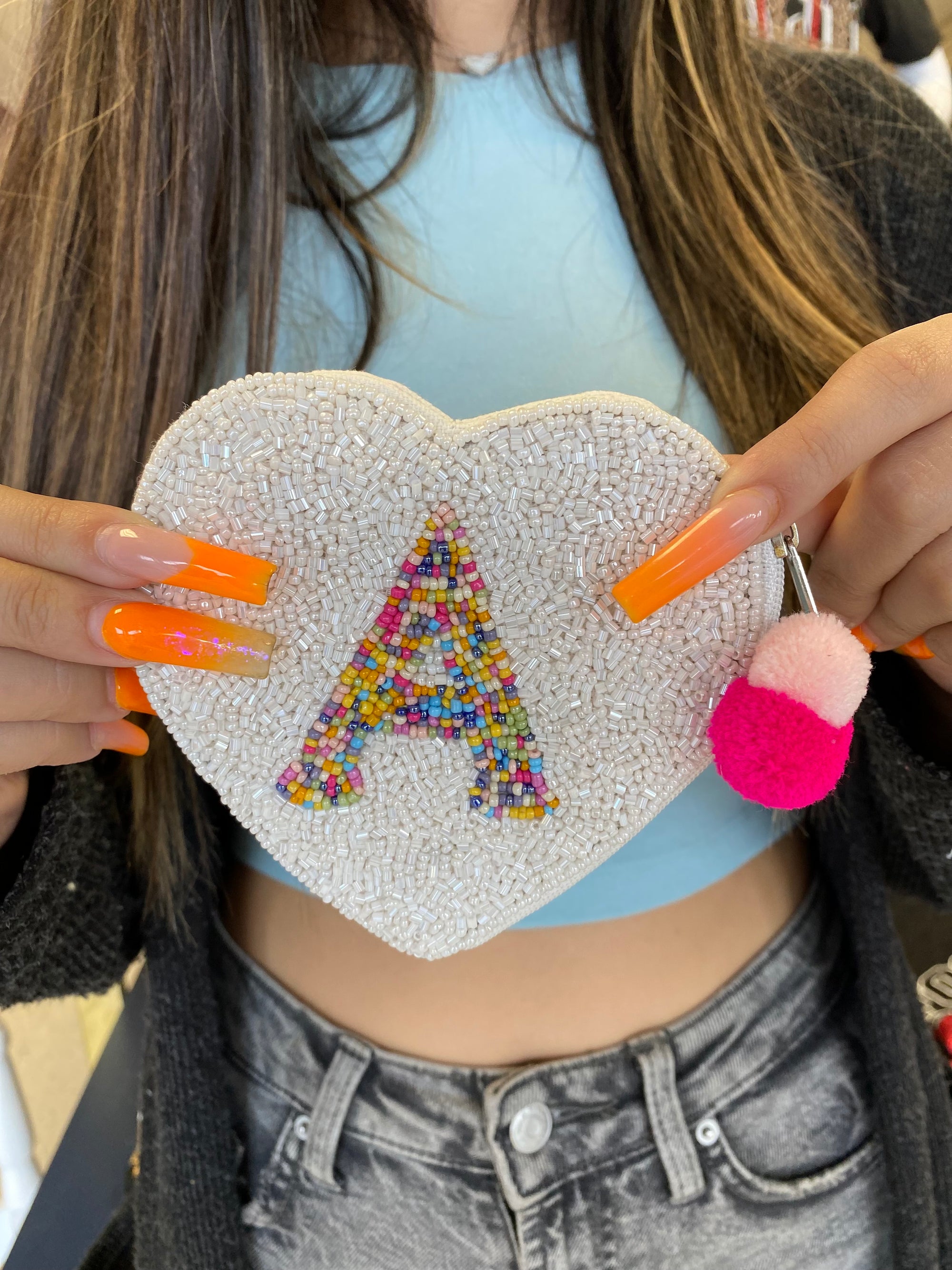 HEART BEADED POUCH