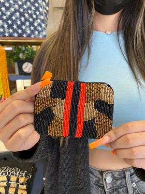 CAMO WITH RED & BLACK STRIPES CARD HOLDER