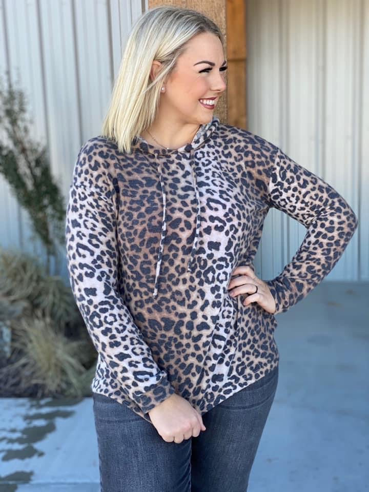 DOORBUSTER TEXAS TRUE TAN LEOPARD HOODIE