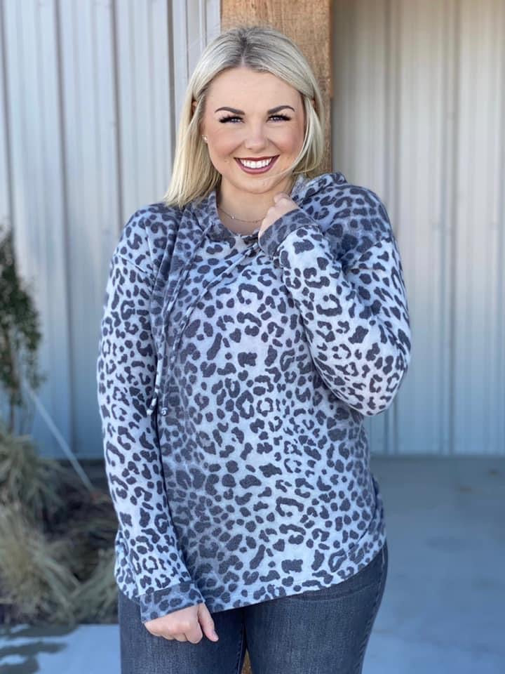 DOORBUSTER TEXAS TRUE GREY LEOPARD HOODIE