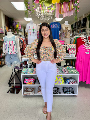 PRETTY SPRING FLORAL CROP TOP