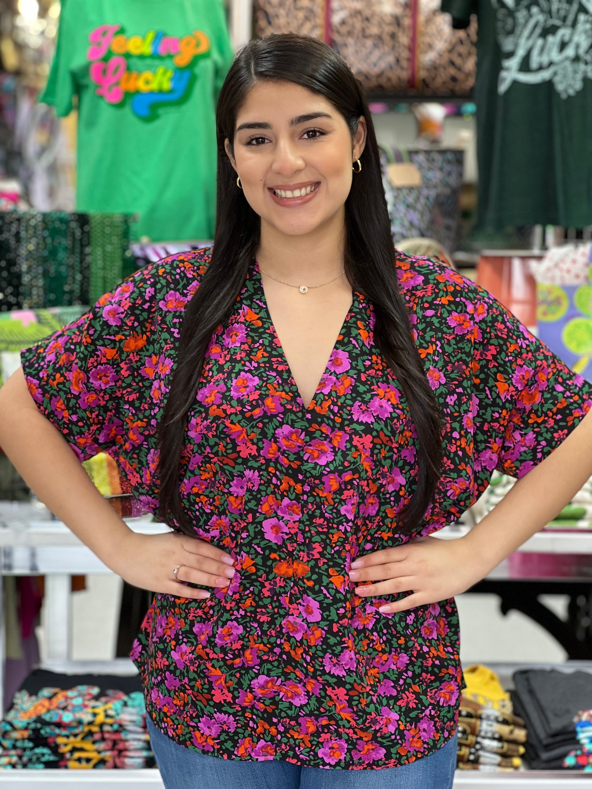 FLORAL MAGENTA TOP