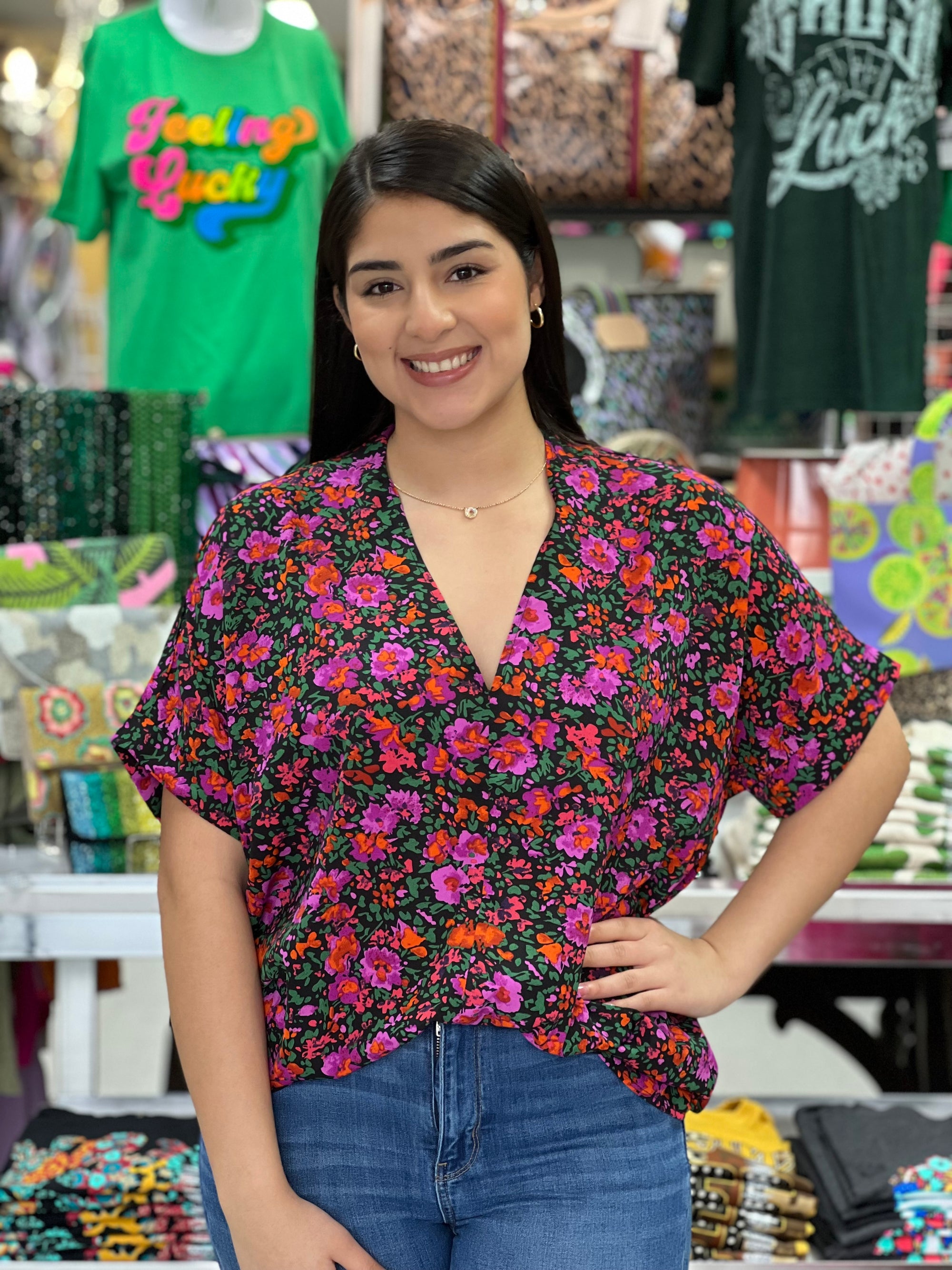 FLORAL MAGENTA TOP