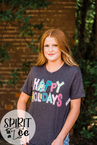 HAPPY HOLIDAYS V NECK TEE