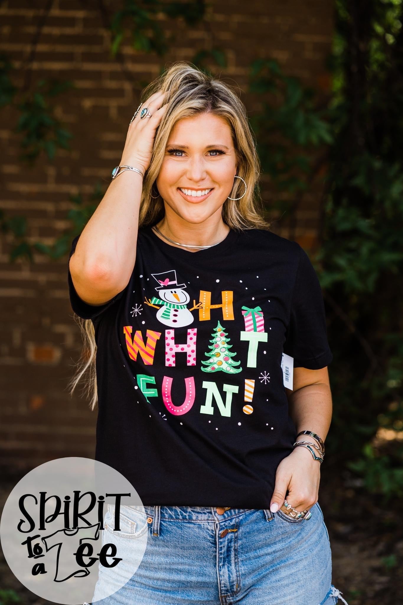 OH WHAT FUN V NECK TEE