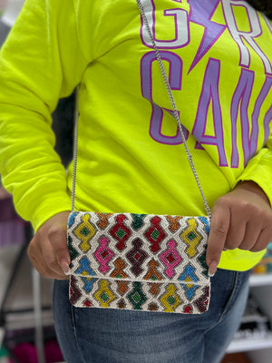 COLORFUL SHAPES BEADED MINI CLUTCH LA CHIC