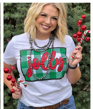 JOLLY PLAID WHITE TEE