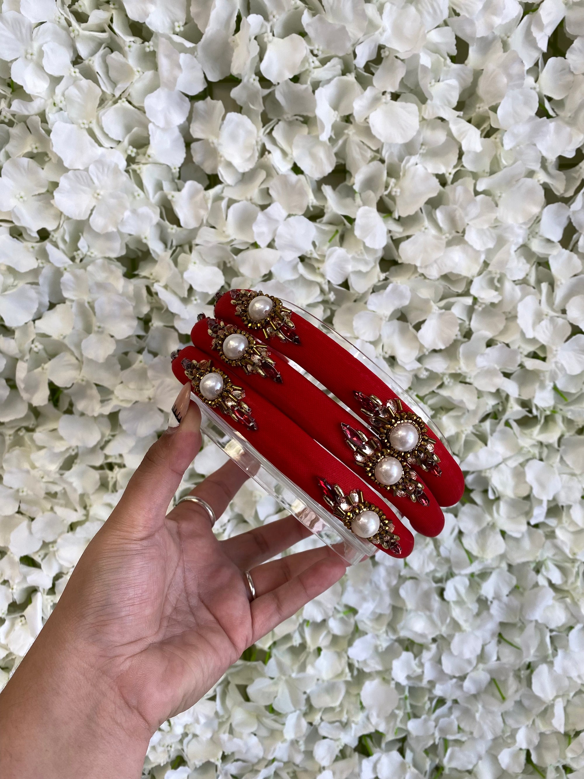 HOT RED PEARL HEADBAND