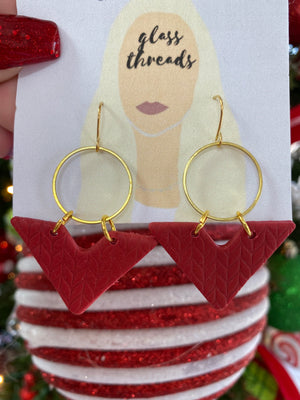GLASS THREADS RED GOLD CLAY EARRINGS