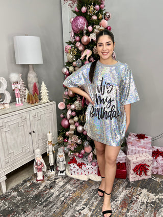 MULTI SILVER ITS MY BDAY DRESS