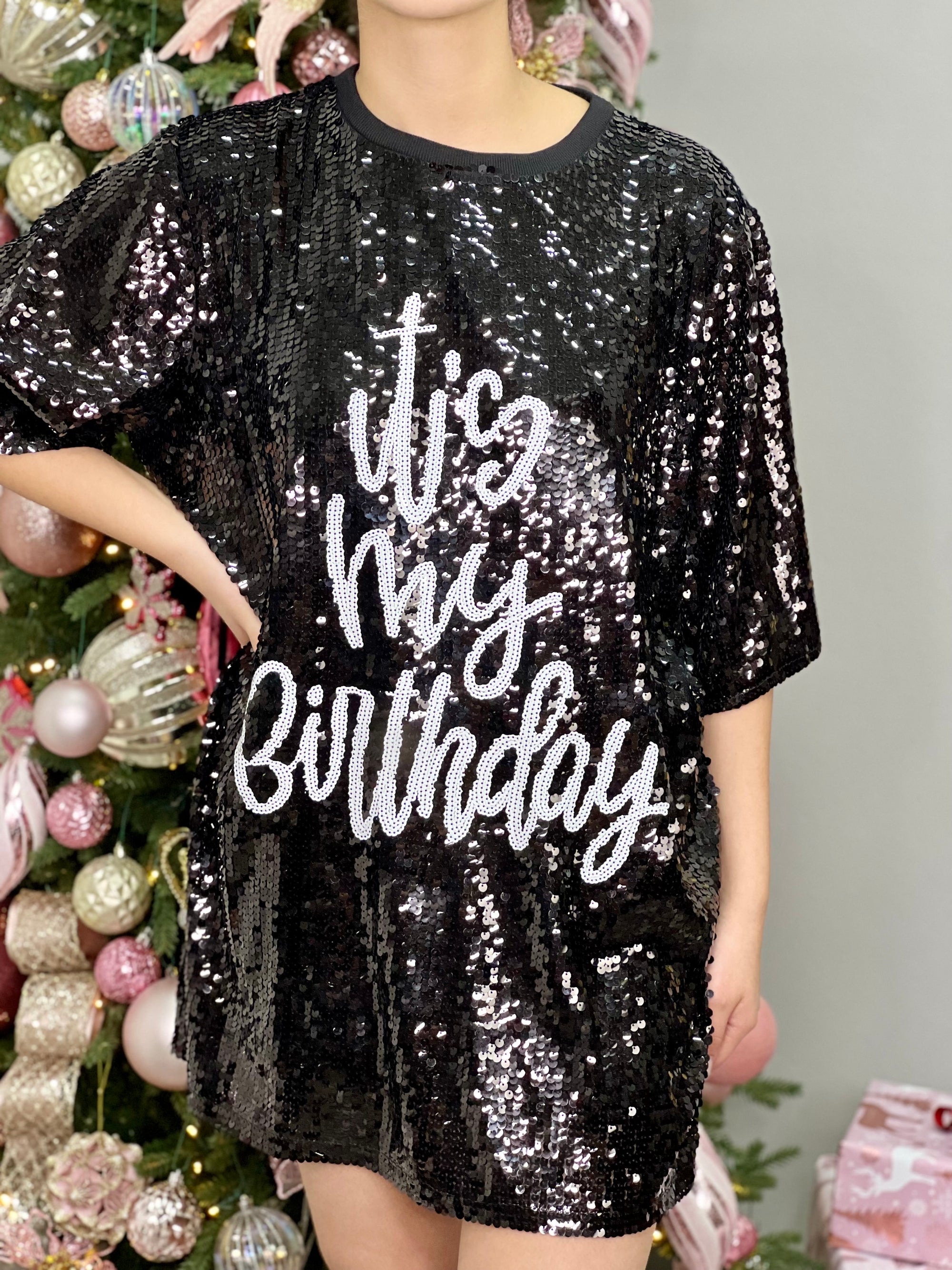 BLACK & WHITE SEQUIN BIRTHDAY DRESS